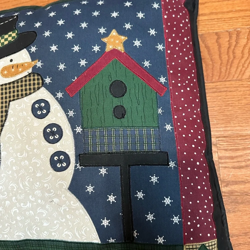 Festive Snowman Holiday decorative Throw Pillow 17” X 15.5” Approx